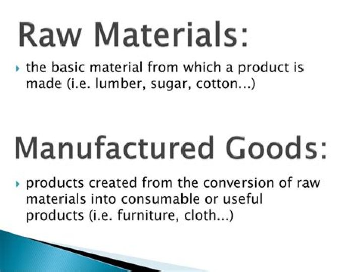 What is the difference between raw materials and manufactured goods?